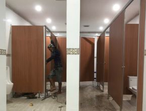 Thi công vách ngăn tấm composite phòng tắm và nhà vệ sinh Công ty Cấp Nước Đồng Nai